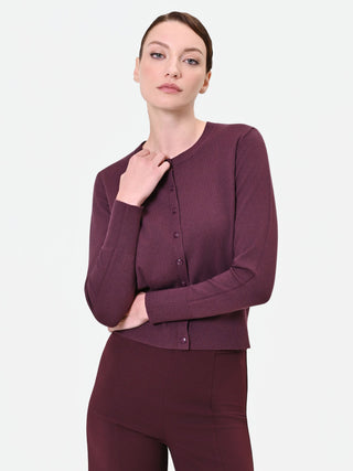 Cardigan girocollo bordeaux rosso