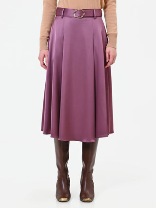 Satin-Midirock in Altrosa mit Gürtel
