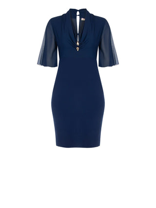 Tubino Curvy Blu con Gioiello