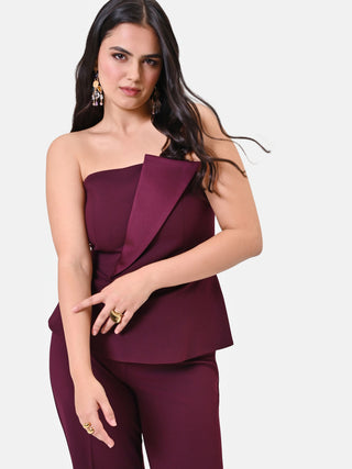 Top Curvy  bustier bordeaux rosso con baschina