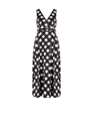 Diagonal Check Print Maxi Dress