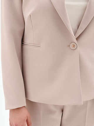 Taupe Beige Curvy Single-Breasted Blazer