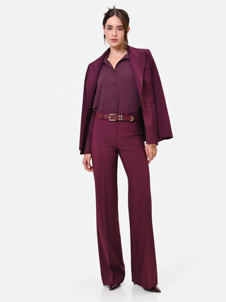 Pantalone Studio flare bordeaux in tessuto tecnico