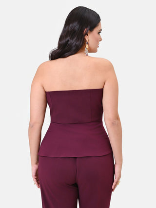 Top Curvy  bustier bordeaux rosso con baschina