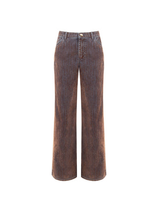 Faded Brown Wide-Leg Jeans