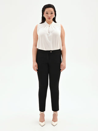 Pantalone Curvy skinny nero in scuba mano crèpe