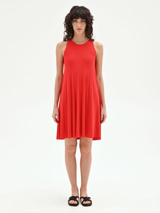 Abito in maglia plissé rosso fragola