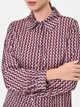 Camicia bordeaux con micro fantasia geometrica