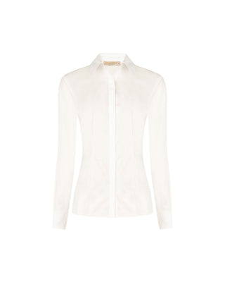 Camicia panna bianco con polsino risvoltato