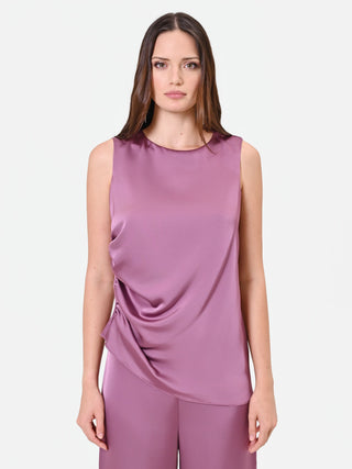 Antique Rose Satin Top with Side Draping