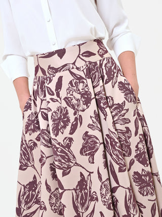 Jacquard-Rock mit floralem Muster in Bordeauxrot