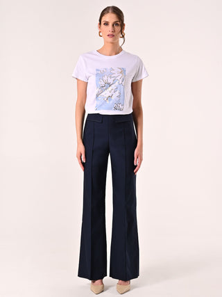 T-Shirt in Cotone con Stampa Azzurra & Gold