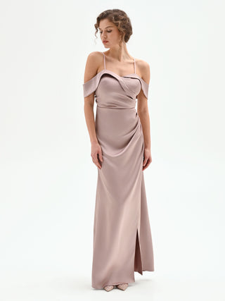 Rose antique draped long atelier gown