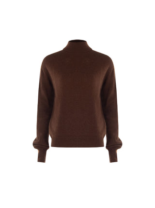 Maglia dolcevita marrone moro con bordi a costine