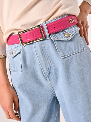 Fuchsia Belt with Rectangular Buckle