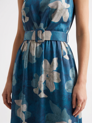 Long Dress with Teal Floral Print