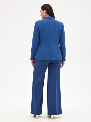 Bright Blue Curvy Blazer with Stand-up Collar