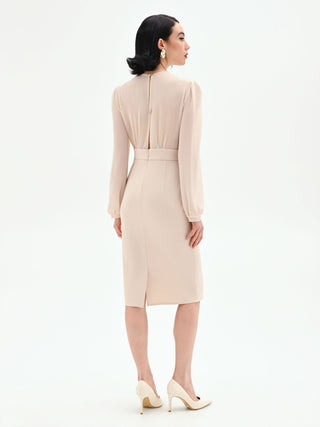 Light beige sheath dress with crossover bodice – Rinascimento