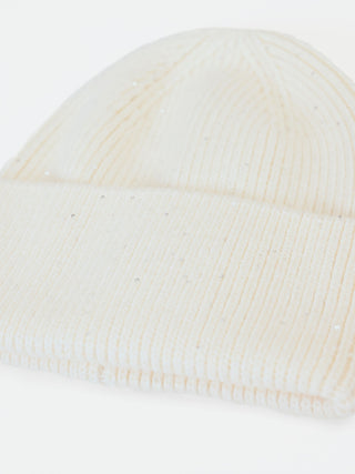 Cream Beanie with Micro-Sequins