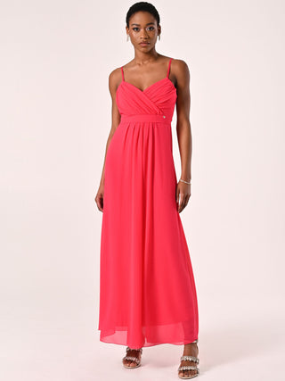 Fuchsia Empire-Waist Georgette Dress