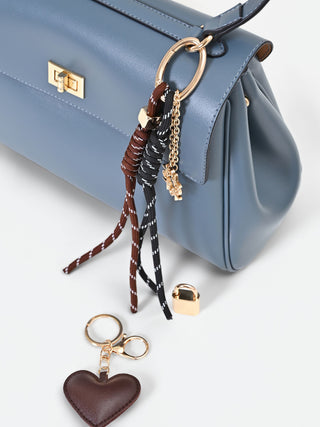 Borsa satchel blu con manico foulard