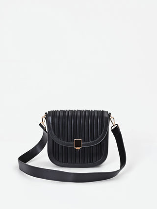 Black Plissé Crossbody Bag