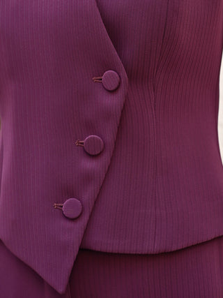 Studio Asymmetric Crepe Vest in Burgundy Red