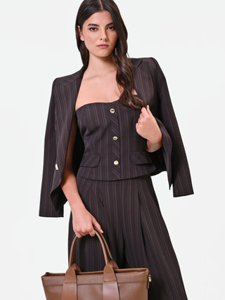 Top bustier gessato testa di moro