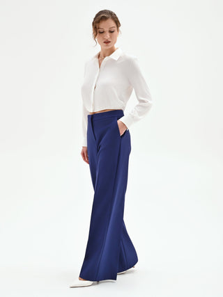 Pantaloni a palazzo in popeline Donna, Beige | Milano Pantaloni a palazzo in popeline Donna, Beige | Milano