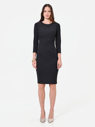 Robe fourreau noire à drapé latéral