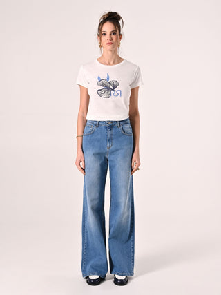White T-shirt in Viscose Blend