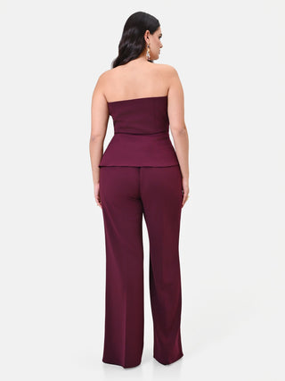 Pantalone Curvy bordeaux ampio con piega centrale