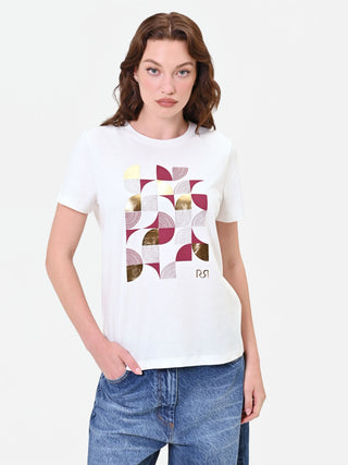 Cream T-Shirt with Laminated Graphic Print