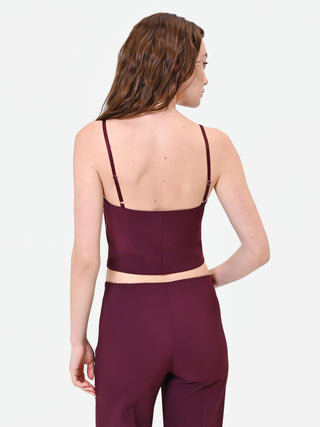 Bordeauxrotes Crop-Top mit Herzausschnitt
