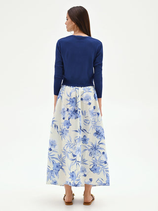Watercolor Floral Print Maxi Skirt