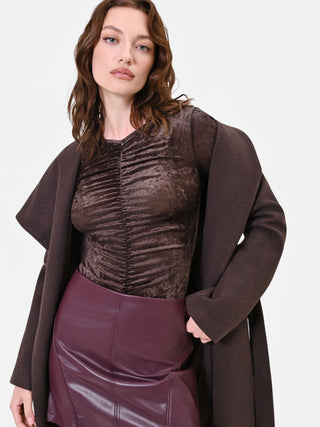 Dark Brown Crushed Velvet Blouse