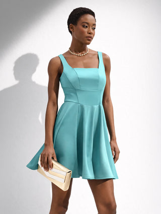 knee length dresses for ladies Bubble Bow Mini Dress 2 / Turquoise knee length dresses for ladies Bubble Bow Mini Dress 2 / Turquoise
