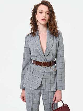 Glencheck-Blazer in Grau