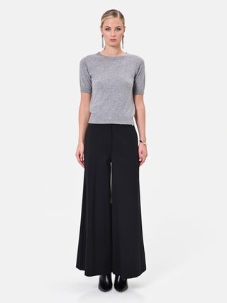 Maglia in lana grigio chiaro a maniche corte