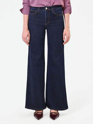 Pantaloni jeans blu navy a palazzo