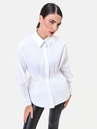 White Cotton Corset-Effect Shirt