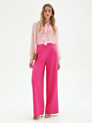 Pantalón palazzo fucsia de talle alto en poliviscosa