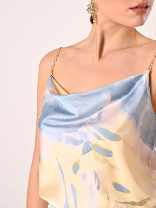 Top aus Satin mit Schmuckträgern