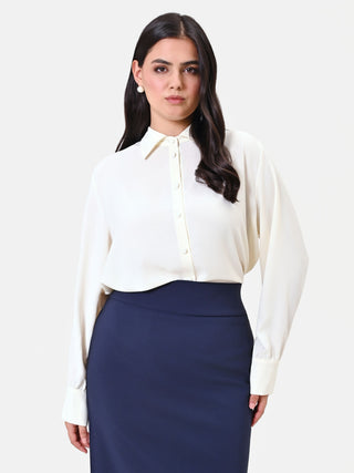 Cream Curvy Blouse with Jewel Detail