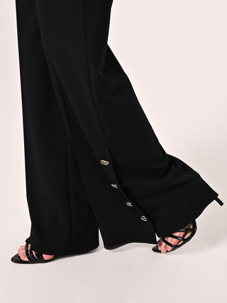 Black Palazzo Trousers in Scuba Crepe Fabric