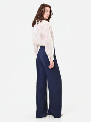 Marineblaue Palazzohose mit Bügelfalte