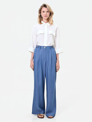 Weite blaue Lyocell-Hose