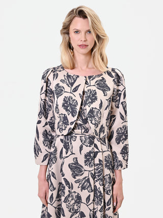 Kurze Jacquard-Jacke in Marineblau