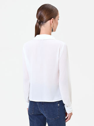 Cremefarbene Georgette-Bluse mit Drapierung