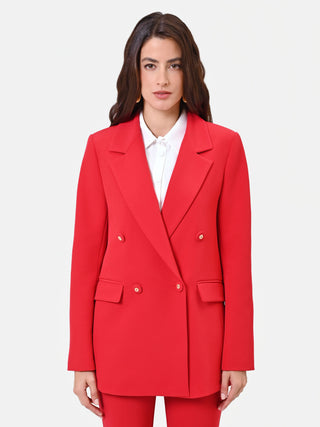 Red Double-Breasted Jacket with Gold Buttons